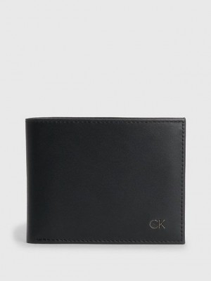 Black Calvin Klein Leather Billfold Men Wallet | UNKP-09583
