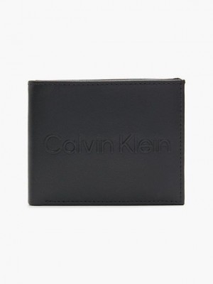 Black Calvin Klein Leather Billfold Men Wallet | SFAH-84019