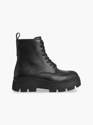 Black Calvin Klein Leather Chunky Men Boots | TNIE-38427