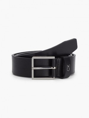 Black Calvin Klein Leather Men Belt | APNZ-05687