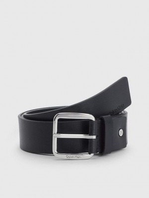 Black Calvin Klein Leather Men Belt | DELG-92803
