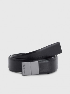 Black Calvin Klein Leather Men Belt | GSNY-94780