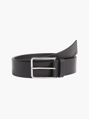 Black Calvin Klein Leather Men Belt | JBRZ-28069