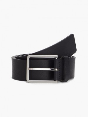 Black Calvin Klein Leather Men Belt | JTKH-26713