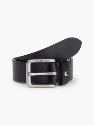 Black Calvin Klein Leather Men Belt | OBKX-38496