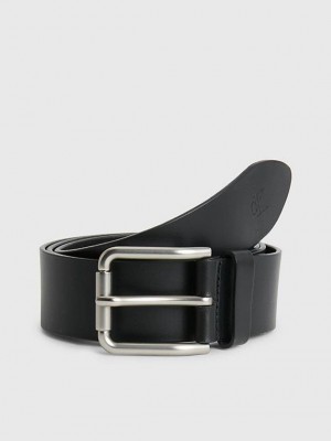 Black Calvin Klein Leather Men Belt | RXLZ-05968