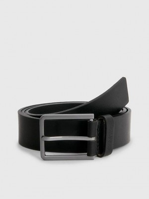 Black Calvin Klein Leather Men Belt | WHCK-68130