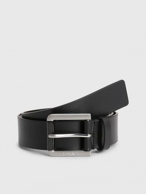 Black Calvin Klein Leather Men Belt | ZGEB-97562