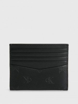 Black Calvin Klein Leather Men Cardholders | ZPYM-72103