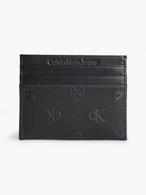 Black Calvin Klein Leather Men Cardholders | TZJS-57643