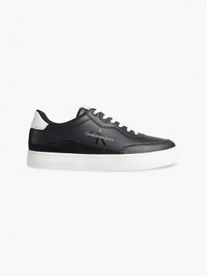Black Calvin Klein Leather Men Sneakers | TFGI-63197