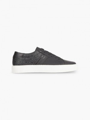 Black Calvin Klein Leather Men Sneakers | RLXY-96312