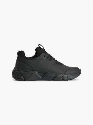 Black Calvin Klein Leather Men Sneakers | FBLQ-84920