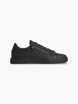 Black Calvin Klein Leather Men Sneakers | EKZL-19452