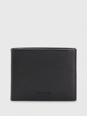 Black Calvin Klein Leather Rfid Billfold Men Wallet | GRCZ-02145