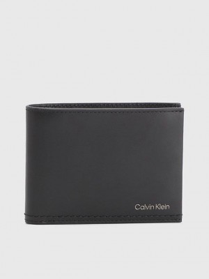 Black Calvin Klein Leather Rfid Billfold Men Wallet | RNGT-95027