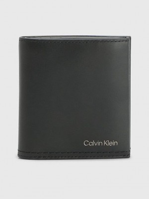 Black Calvin Klein Leather Rfid Billfold Men Wallet | DGCF-14768