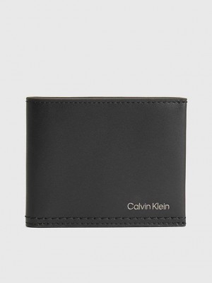 Black Calvin Klein Leather Rfid Slimfold Men Wallet | IGOA-35962