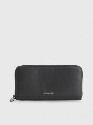 Black Calvin Klein Leather Rfid Zip Around Men Wallet | TPBC-37041