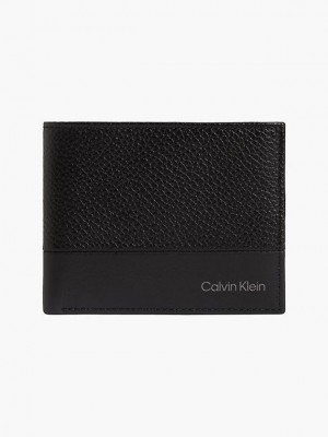 Black Calvin Klein Leather Slimfold Men Wallet | EYQN-93842