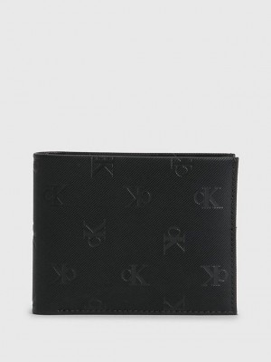 Black Calvin Klein Leather Slimfold Men Wallet | KPUE-24085