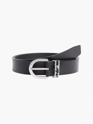 Black Calvin Klein Leather Women Belt | MSYF-41673