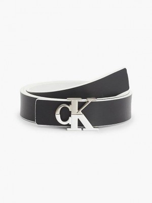 Black Calvin Klein Leather Women Belt | NFYU-16230