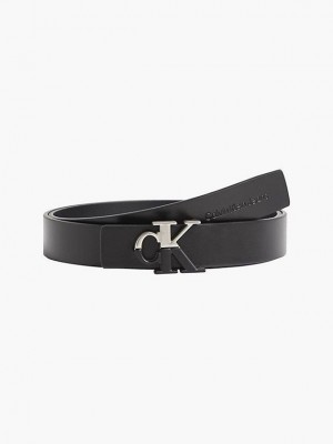 Black Calvin Klein Leather Women Belt | NKZJ-24135