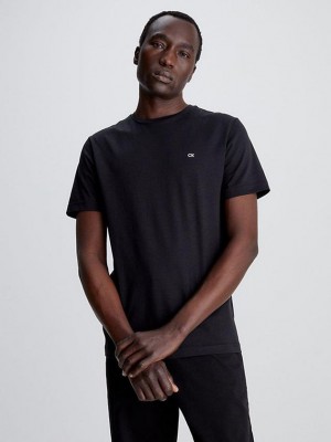 Black Calvin Klein Liquid Touch Cotton Men T-Shirt | FUVY-57361