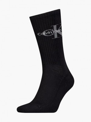 Black Calvin Klein Logo Crew Men Socks | TRXW-16372