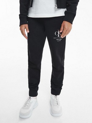 Black Calvin Klein Logo Girls's Joggers | IRUQ-82439