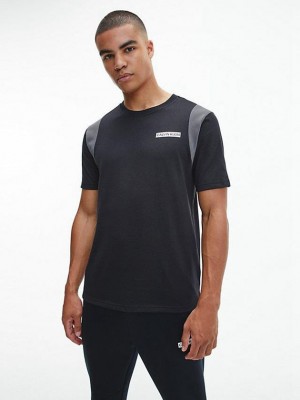 Black Calvin Klein Logo Gym Men T-Shirt | NEYL-69128