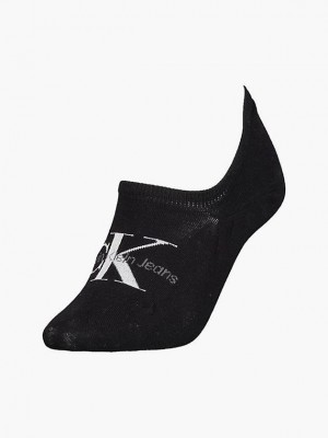 Black Calvin Klein Logo Invisible Women Socks | USRY-08192