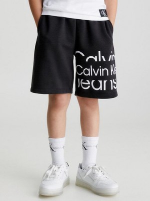 Black Calvin Klein Logo Jogger Boys's Shorts | OXZK-90861
