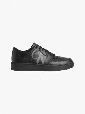 Black Calvin Klein Logo Men Sneakers | QGPW-56730