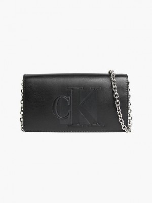 Black Calvin Klein Logo Phone Women Bags | WGDO-17286