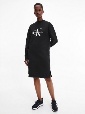 Black Calvin Klein Logo Sweatshirt Women Dress | JPND-47513