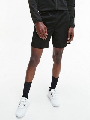 Black Calvin Klein Logo Waistband Gym Men Shorts | RYJW-43590