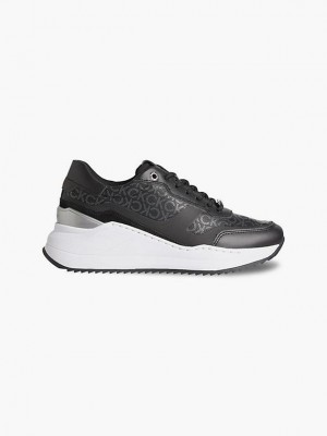 Black Calvin Klein Logo Wedge Women Sneakers | UBOJ-78496
