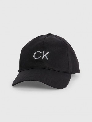 Black Calvin Klein Logo Women Cap | VXDW-31702