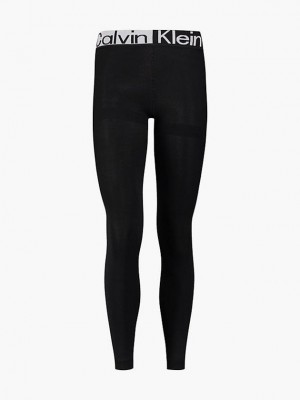 Black Calvin Klein Logo Women Leggings | FKOP-98406