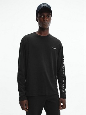 Black Calvin Klein Long Sleeve Coordinates Men T-Shirt | CTSK-81295