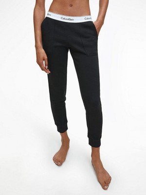 Black Calvin Klein Lounge - Modern Cotton Women Joggers | TZPI-04371