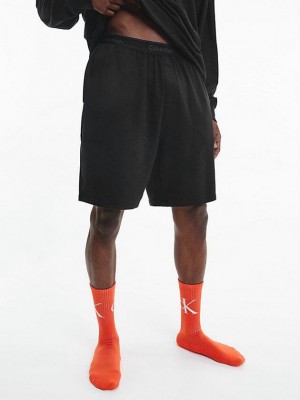 Black Calvin Klein Lounge - Modern Cotton Men Shorts | JALH-93671