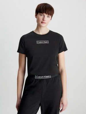 Black Calvin Klein Lounge - Reimagined Heritage Women T-Shirt | ZASO-06752