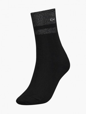 Black Calvin Klein Lurex Gift Box Women Socks | IPKD-02845