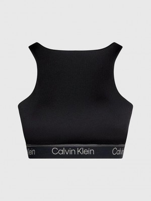 Black Calvin Klein Medium Impact Sports Women Bra | CMQI-60491