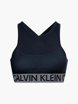 Black Calvin Klein Medium Impact Sports Women Bra | XMQE-34972