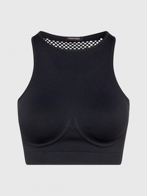 Black Calvin Klein Medium Impact Sports Women Bra | BUZQ-86907