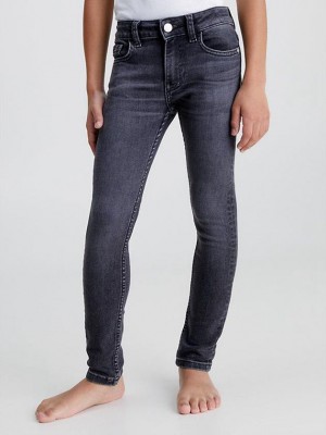Black Calvin Klein Mid Rise Skinny Boys's Jeans | FLID-70538